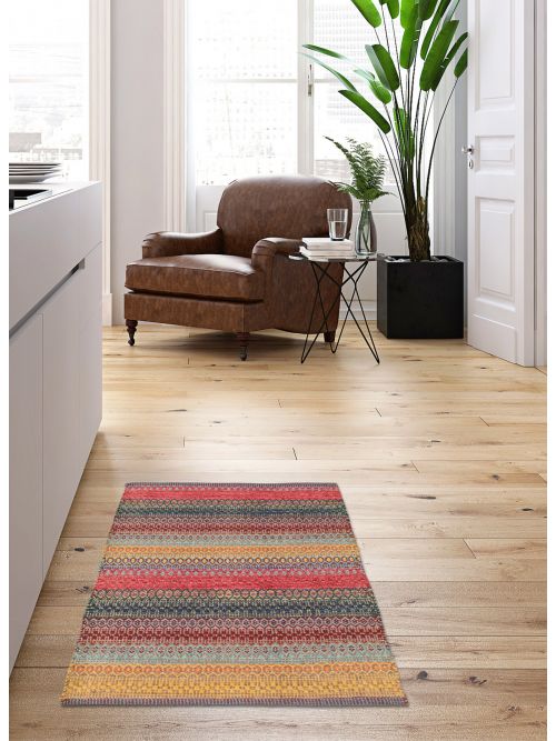 Turkish Bold and Colorful 2'0" x 3'0" Flat-Weave Wool Kilim 