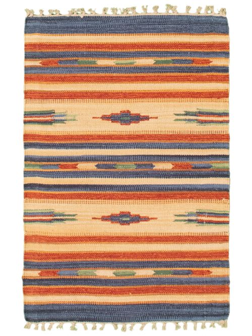 Turkish Bold and Colorful 2'0" x 3'0" Flat-Weave Wool Kilim 
