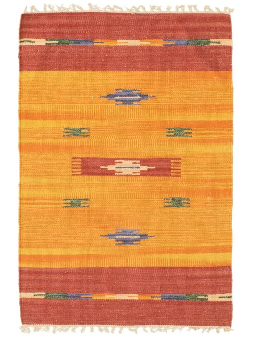 Turkish Bold and Colorful 2'0" x 3'0" Flat-Weave Wool Kilim 