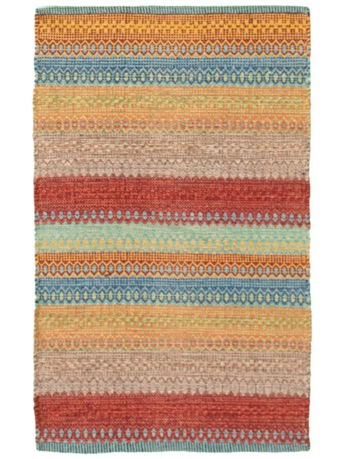 Turkish Bold and Colorful 2'0" x 3'0" Flat-Weave Wool Kilim 