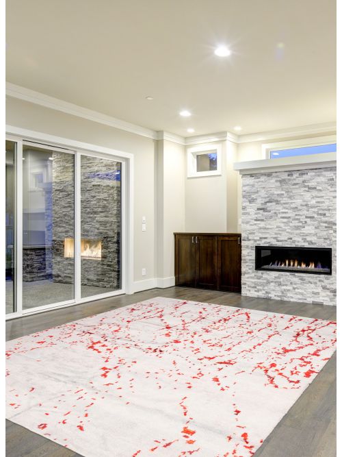 Indian Arlequin 12'1" x 14'11" Hand-knotted Viscose, Wool Rug 