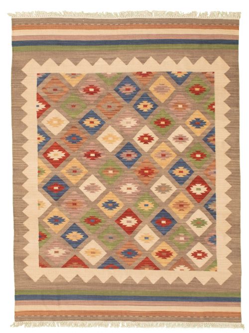 Turkish Sivas 5'7" x 7'7" Flat-Weave Wool Kilim 