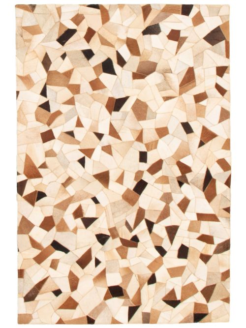 Argentina Cowhide Patchwork 3'11" x 5'10" Handmade Leather Rug 