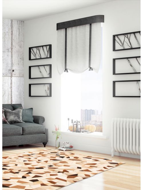 Argentina Cowhide Patchwork 3'11" x 5'10" Handmade Leather Rug 