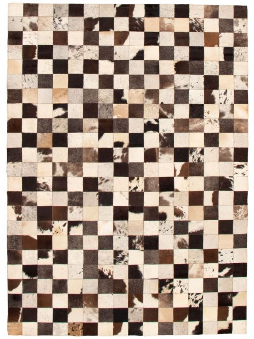 Argentina Cowhide Patchwork 5'4" x 7'6" Handmade Leather Rug 