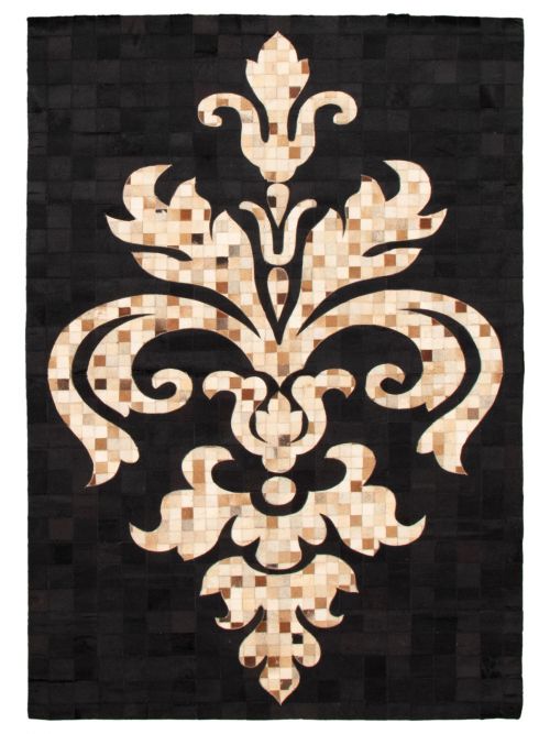 Argentina Cowhide Patchwork 5'1" x 7'3" Handmade Leather Rug 