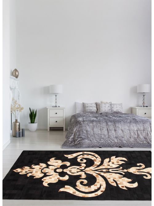 Argentina Cowhide Patchwork 5'1" x 7'3" Handmade Leather Rug 