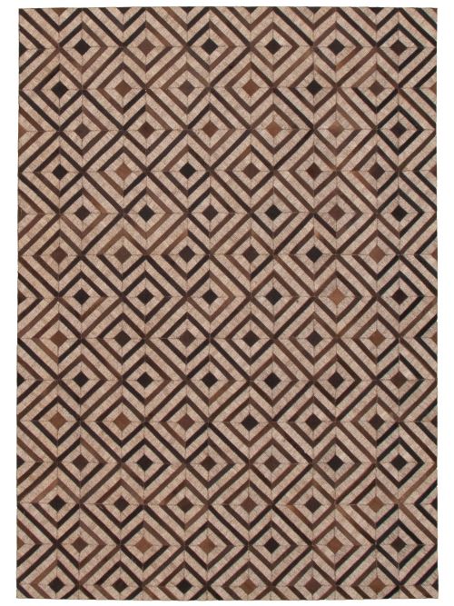 Argentina Cowhide Patchwork 5'4" x 7'8" Handmade Hemp, Jute, Leather Rug 