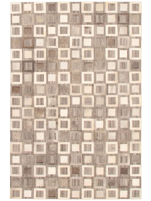 Argentina Cowhide Patchwork 4'4" x 6'9" Handmade Hemp, Jute, Leather Rug 