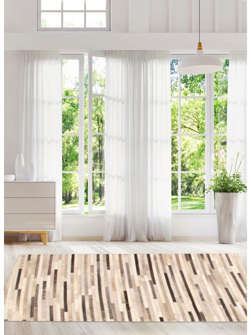 Argentina Cowhide Patchwork 4'1" x 6'0" Handmade Leather Rug 