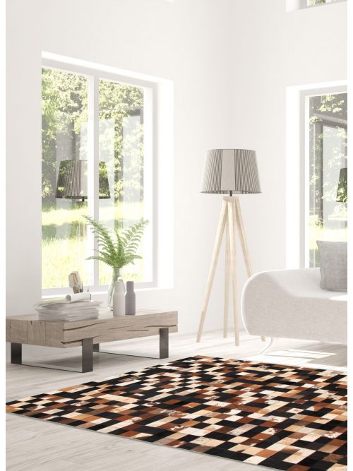 Argentina Cowhide Patchwork 5'0" x 8'2" Handmade Leather Rug 