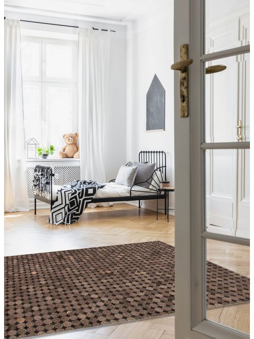 Argentina Cowhide Patchwork 5'6" x 7'8" Handmade Leather Rug 