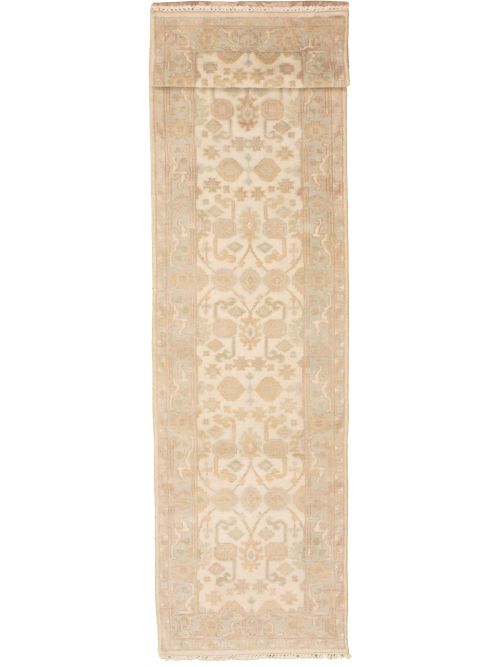 Indian Royal Oushak 2'7" x 17'10" Hand-knotted Wool Cream Rug
