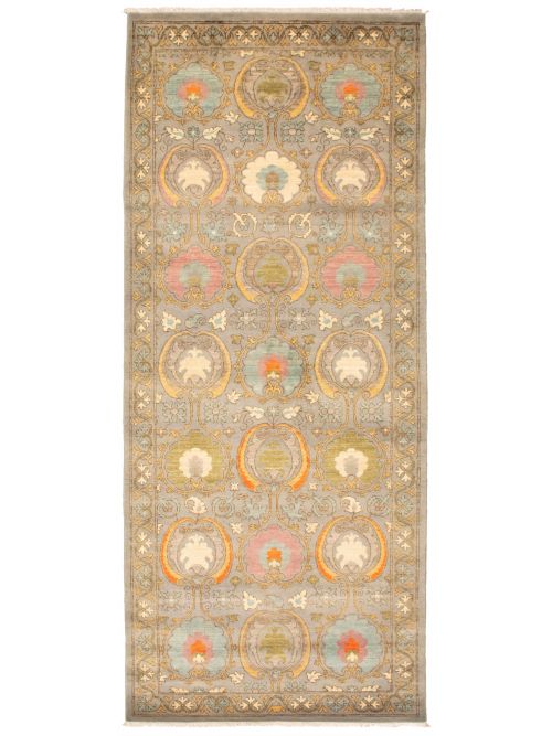 Pakistani Lahore Finest Collection 4'1" x 10'0" Hand-knotted Wool Grey Rug