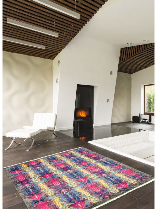Pakistani Lahore Finest Collection 4'2" x 4'4" Hand-knotted Wool Rug 