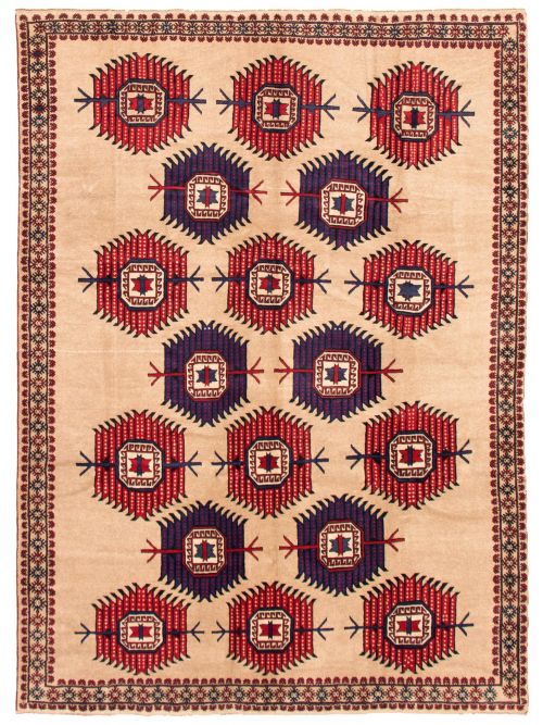 Afghan Rizbaft 6'10" x 9'4" Hand-knotted Wool Rug 
