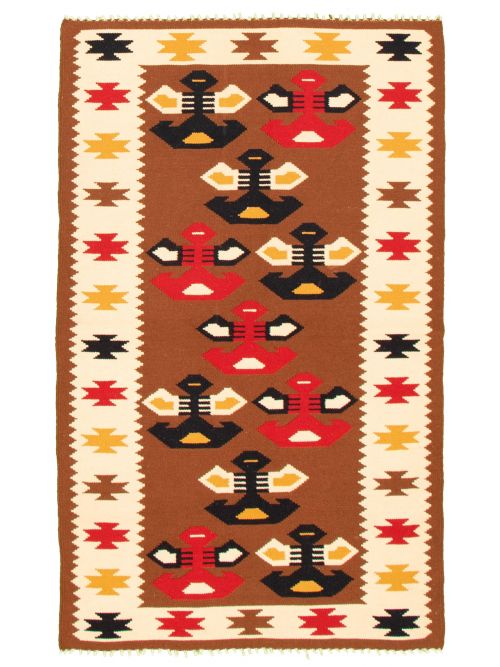 Turkish Konya 3'8" x 6'0" Flat-Weave Wool Kilim 