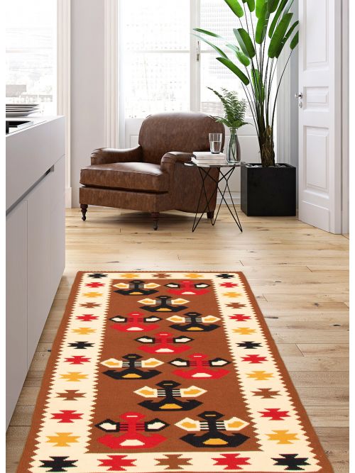 Turkish Konya 3'8" x 6'0" Flat-Weave Wool Kilim 
