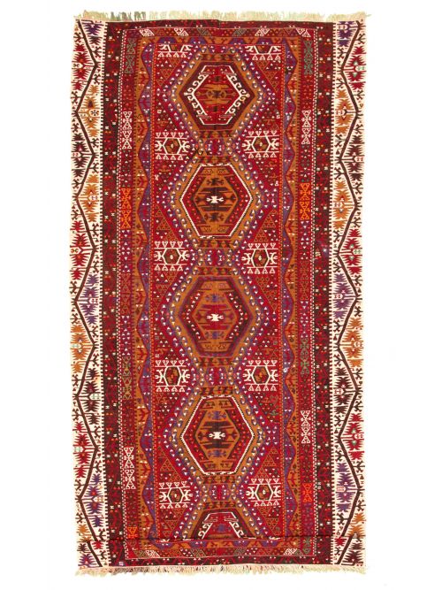 Turkish Konya 6'1" x 12'10" Flat-Weave Wool Kilim 
