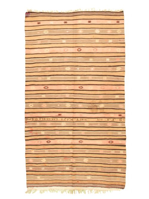 Turkish Boho 4'0" x 8'11" Flat-Weave Wool Kilim 