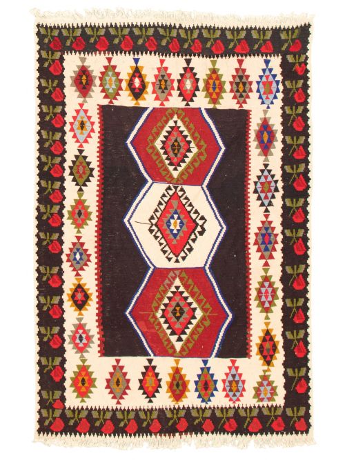 Turkish Konya 4'7" x 6'11" Flat-Weave Wool Kilim 