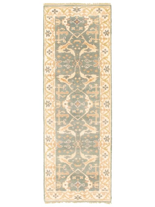 Indian Royal Oushak 2'7" x 7'9" Hand-knotted Wool Light Denim Blue Rug