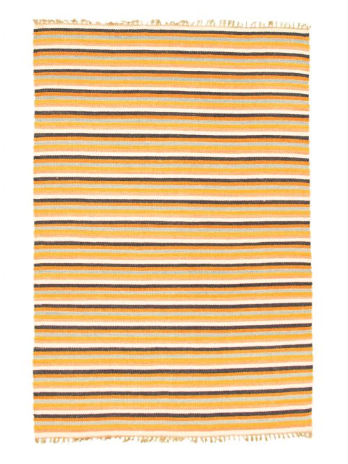 Indian Kalista 4'2" x 5'10" Flat-Weave Wool Kilim 