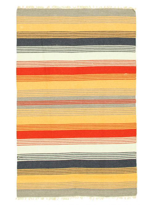 Indian Kalista 4'0" x 6'1" Flat-Weave Wool Kilim 