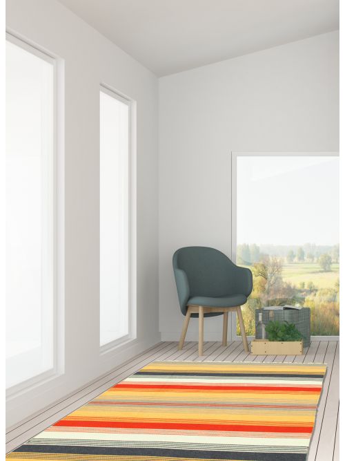 Indian Kalista 4'0" x 6'1" Flat-Weave Wool Kilim 