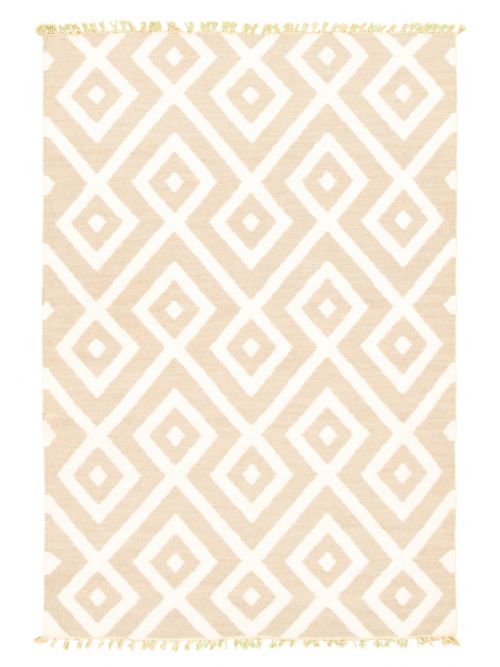 Indian Marrakech 4'1" x 5'10" Flat-Weave Wool Kilim 