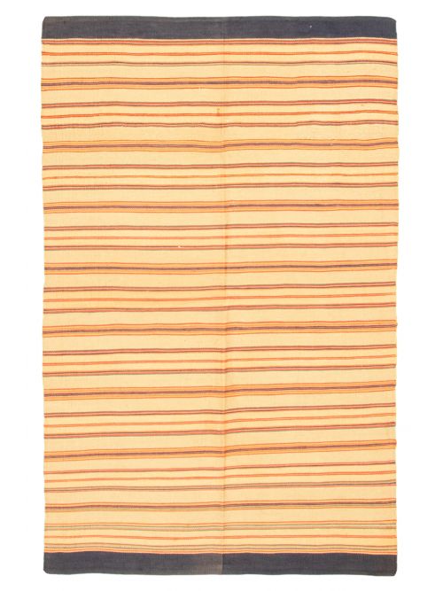 Indian Kalista 5'2" x 7'11" Flat-Weave Wool Kilim 