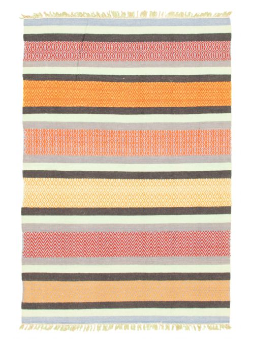 Indian Kalista 4'7" x 6'6" Flat-Weave Wool Kilim 