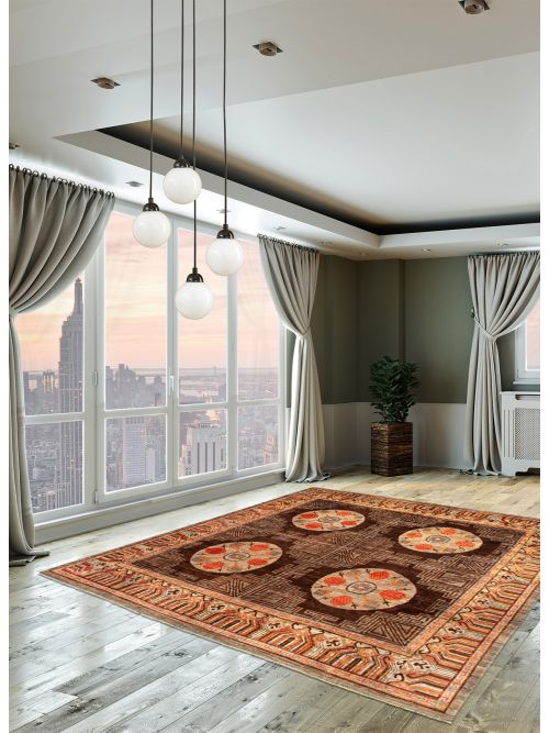 Afghan Chobi Finest 8'10" x 8'11" Hand-knotted Wool Rug 