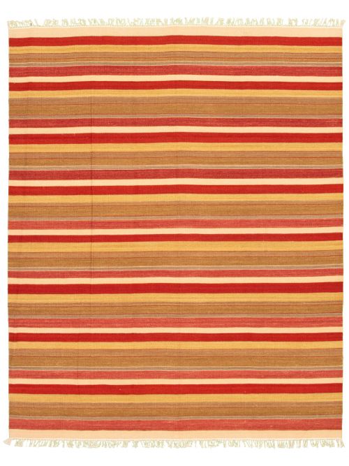 Indian Kalista 7'10" x 9'10" Flat-Weave Wool Kilim 