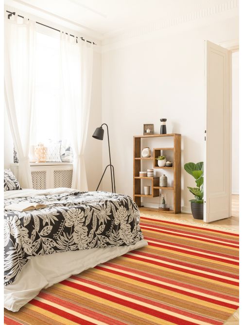 Indian Kalista 7'10" x 9'10" Flat-Weave Wool Kilim 