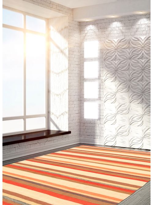 Indian Kalista 6'5" x 9'8" Flat-Weave Wool Kilim 