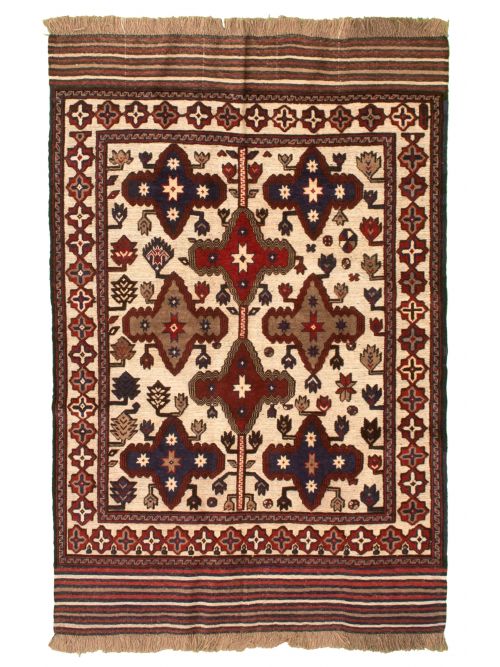 Afghan Tajik Caucasian 4'1" x 5'11" Hand-knotted Wool Rug 
