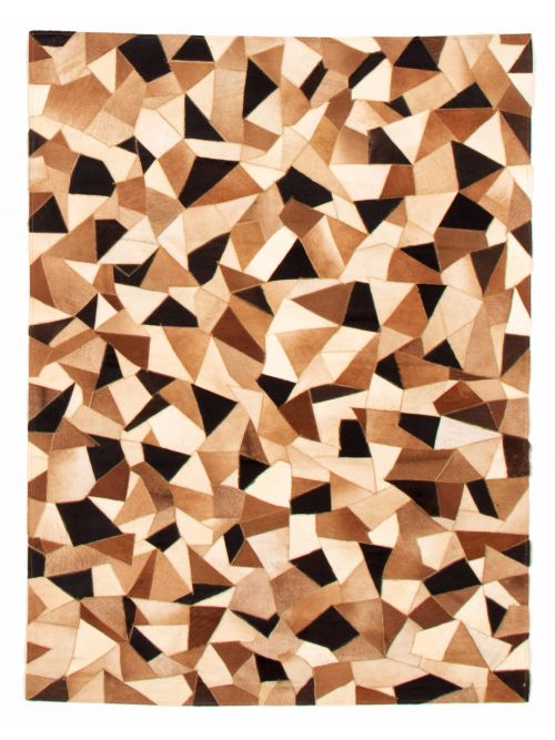 Argentina Cowhide Patchwork 4'1" x 5'11" Handmade Leather Rug 