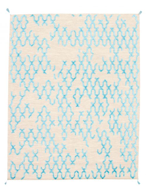 Indian Kalista 7'10" x 9'10" Flat-Weave Silk, Wool Kilim 