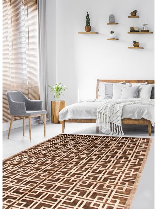 Nepal Silk Touch 5'7" x 8'6" Hand-knotted Silk, Wool Rug 