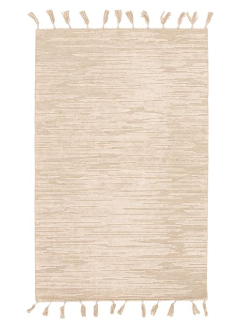 Indian Kalista 4'11" x 7'10" Flat-Weave Silk, Wool Kilim 
