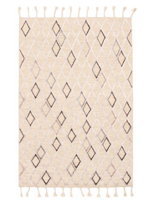 Indian Kalista 4'11" x 7'10" Flat-Weave Silk, Wool Kilim 