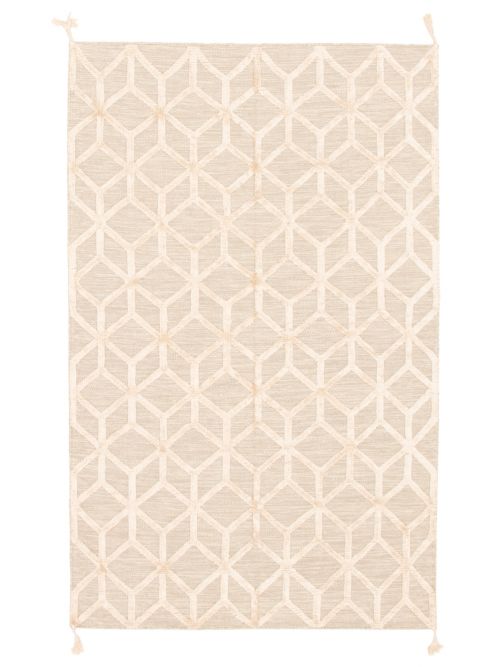 Indian Kalista 4'11" x 7'10" Flat-Weave Silk, Wool Kilim 