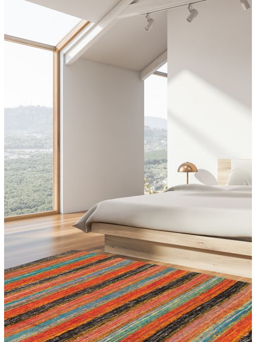 Indian Sari Silk 4'6" x 6'6" Flat-Weave Silk Kilim 
