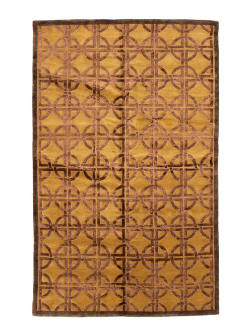 Tapis touche de soie 5'1" x 8'1" en laine & soie artificielle