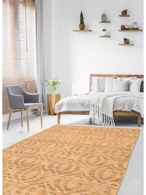 Indian Palas Denizli 5'3" x 7'7" Flat-Weave Jute Kilim 
