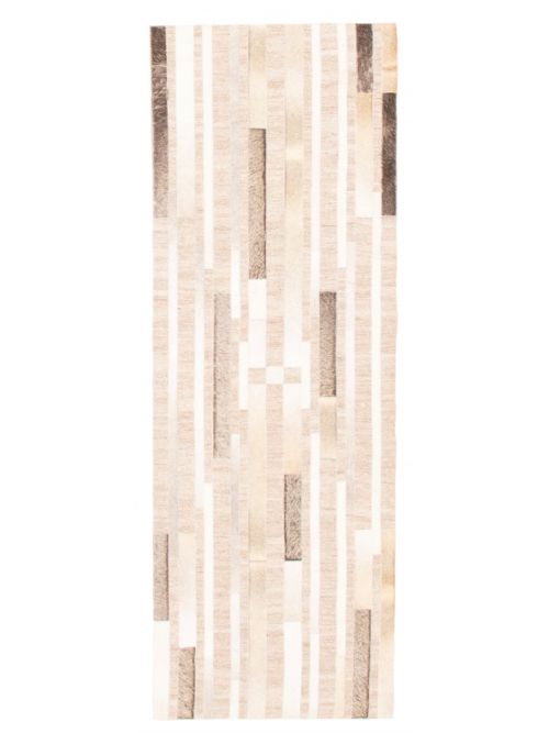 Argentina Cowhide Patchwork 2'4" x 6'11" Handmade Hemp, Jute, Leather Rug 