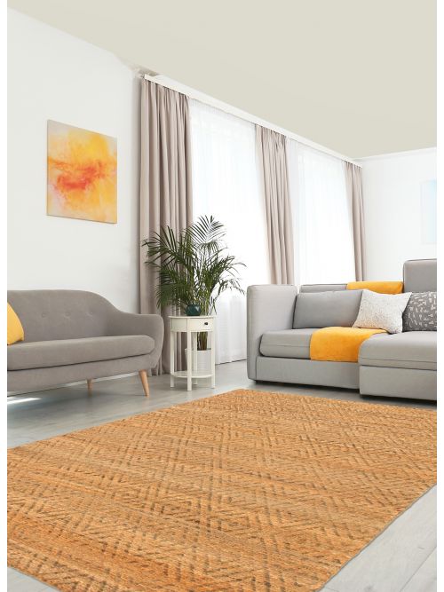 Indian Palas Denizli 5'5" x 7'7" Flat-Weave Jute Kilim 