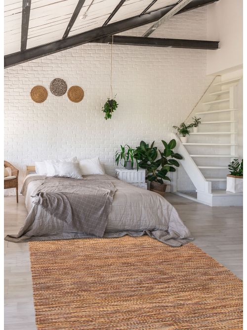 Indian Palas Denizli 5'4" x 7'9" Flat-Weave Jute Kilim 