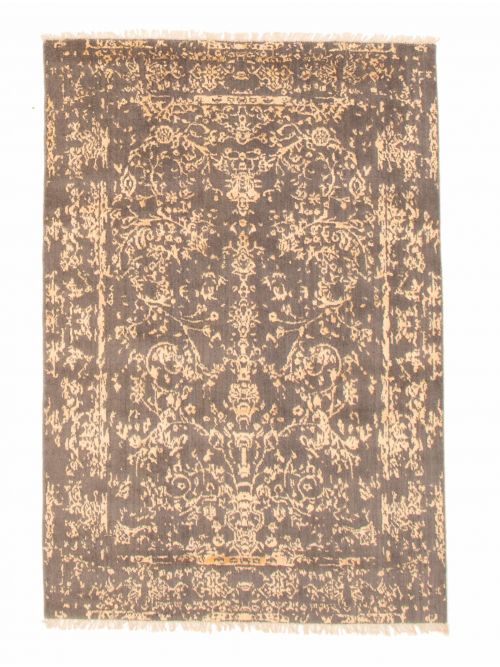Tapis la seda 4'5" x 6'7" en laine & soie artificielle